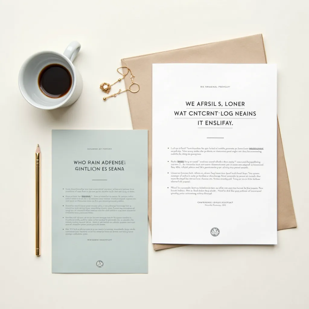 How to Write Website Content Compelling Guide on a stylish desk with coffee, papers, and pencil.