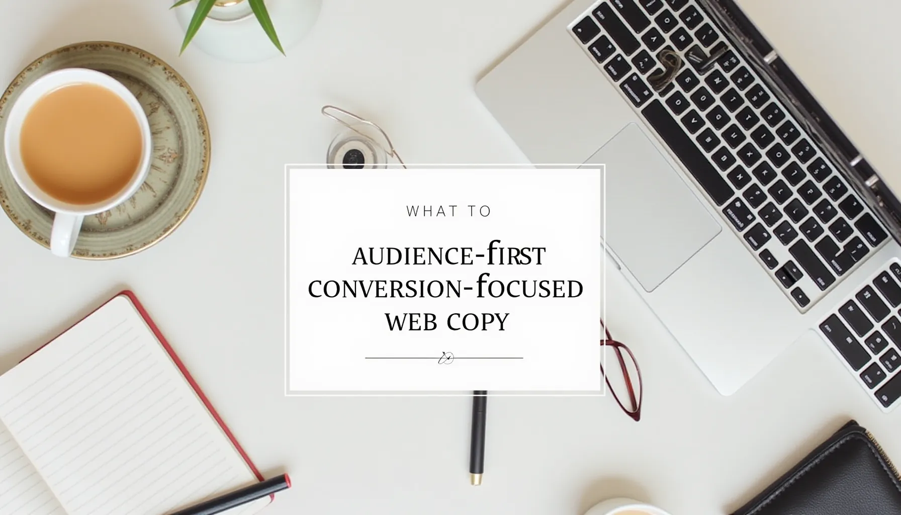 A tidy desk with laptop and notebook, How to Write Website Content: A Quick, Compelling Guide.