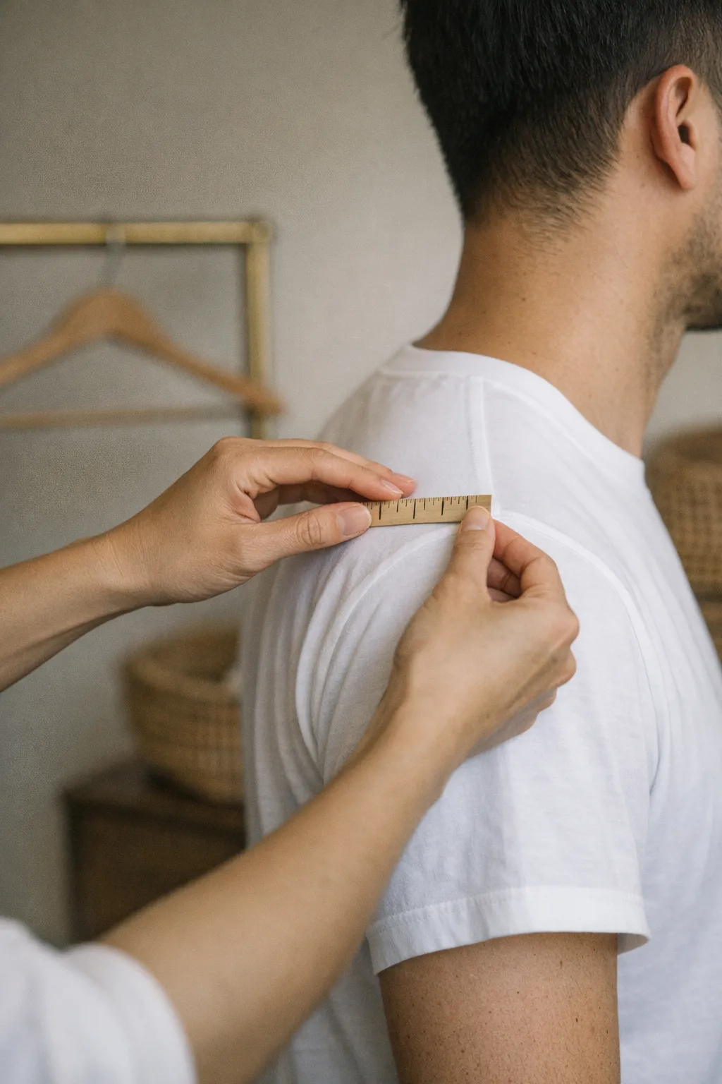 How can you tell if a LESH T-shirt fits your shoulders properly?