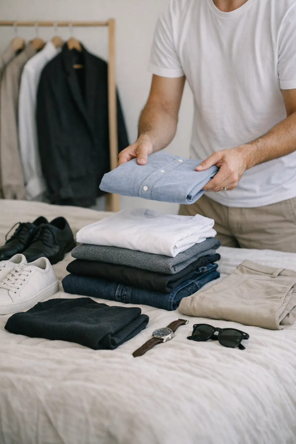 What essential basics define a LESH-inspired Men's capsule wardrobe?